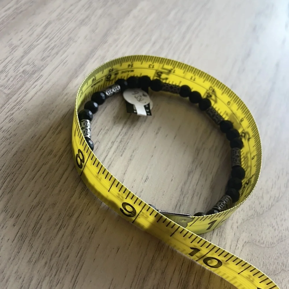 INOX Matte Black and Gray Tone Bead Bracelet - Picture 2 of 5